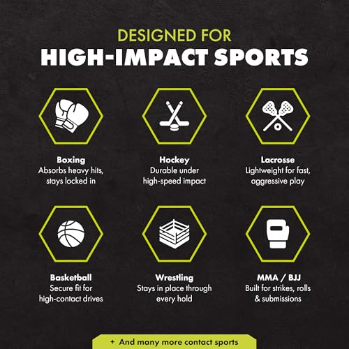 DAMAGE CONTROL High-Impact Sports Mouth Guard – DC Green 2.0 | Youth – Boil & Bite Fit, Sports Mouthguard for Boxing, Football, Hockey, Lacrosse & Basketball, Protects Lips, Jaw & Teeth