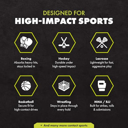 DAMAGE CONTROL High-Impact Sports Mouth Guard – DC Green 2.0 | Youth – Boil & Bite Fit, Sports Mouthguard for Boxing, Football, Hockey, Lacrosse & Basketball, Protects Lips, Jaw & Teeth