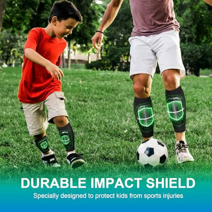 Soccer Shin Guards for Kids Youth, Ski Shin Guard Sleeves for 2-18 Years Old Boys Girls Adults, Protective Gear for Football Soccer, Calf Compression Sleeve with Honeycomb Pads - size: Medium