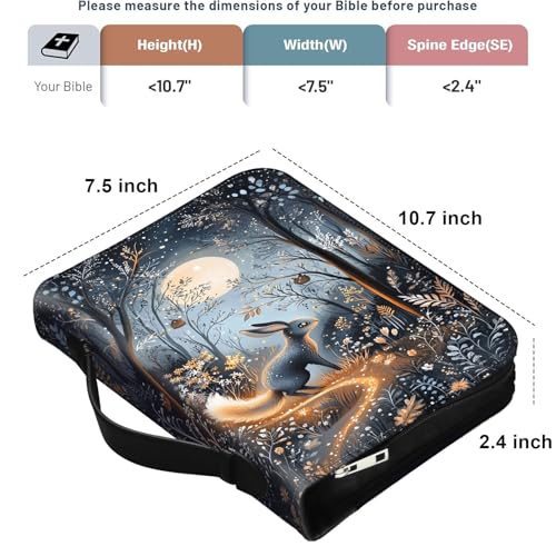 PU Leather Bible Cover with Handle & Pockets, Large Capacity Bible Case, Water-Resistant Scripture Organizer Bag with Bonus Card Holder, Christian Gift for Women & Men, Hare - color: Hare