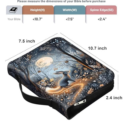 PU Leather Bible Cover with Handle & Pockets, Large Capacity Bible Case, Water-Resistant Scripture Organizer Bag with Bonus Card Holder, Christian Gift for Women & Men, Hare - color: Hare