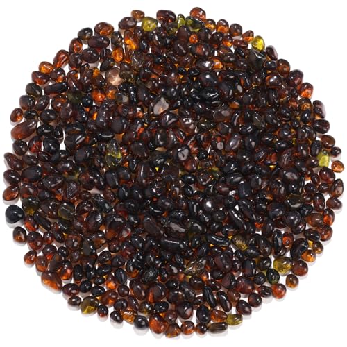 QYGL Brown Clear Glass Pebbles, 0.55 lb Sea Glass Stones for Vase Fillers | Tumbled Transparent Glass Gemstones for Fish Tank Gravel, Aquarium Rocks, DIY Crafts, Plant Pots, Wedding & Home Decor - color: Brown