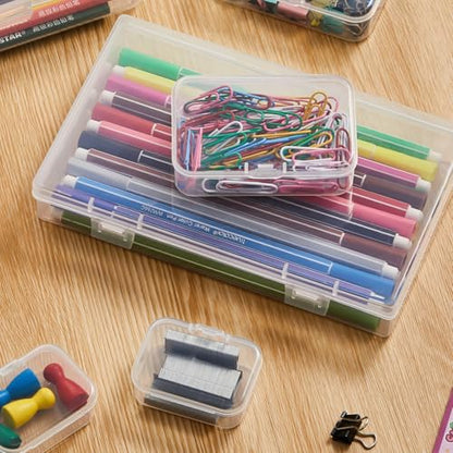 Goodma 24 Pieces Mixed Sizes Rectangular Empty Mini Clear Plastic Organizer Storage Box Containers with Hinged Lids for Small Items and Other Craft Projects - size: 4 Sizes