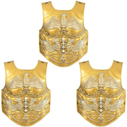 3 Pcs Medieval Knight Chest Guard, Retro Viking Body Chest Protector for Cosplay Party Renaissance Costume - color: Gold