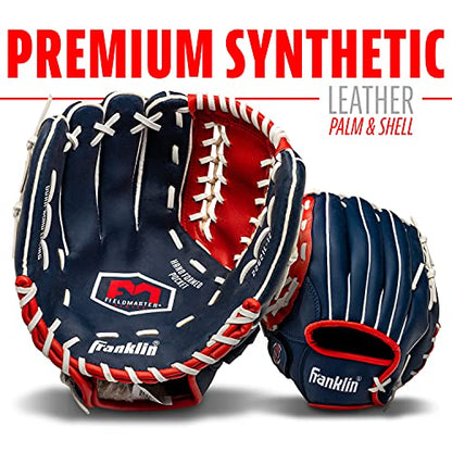 Franklin Sports Field Master Baseball + Softball Glove - Field Master Adult + Youth Baseball + Softball Mitt - Men's + Women's Gloves - color: Red/White/Blue, style: 12" - Trapeze Web