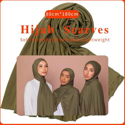 Nonbongoy Head Wraps for Black Women 71"x32" Long Soft Jersey Hijab Turban - color: 1- Army Green(new) Headwrap