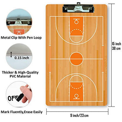 Basketball Clipboard Dry Erase for Coach,Basketball Coaches Clipboard,Clipboard for Coaches,Dry Erase Double-Sided Basketball Clipboard for Coaching - color: Basketball-3