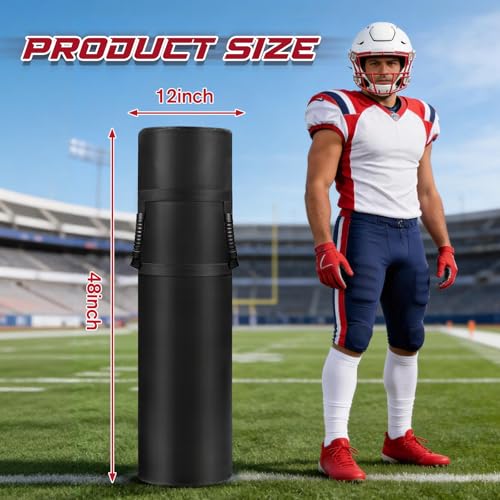 Tackling Dummies for Football Heavy Duty PU Leather Tackle Dummy with High Density Foam and Handles 12 * 48 Inch Tackle Equipment for Youth Football, Contact Drills, Martial Arts