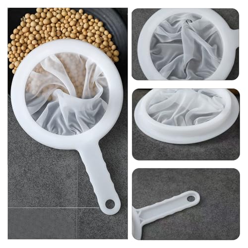 2 Pcs Ultra Fine Mesh Strainer, Nylon Sieve Plastic Screen with Handle, Mini Brine Shrimp Separation Net for Kitchen/Coffee Enthusiasts/Juice/Oils/Soy Milk