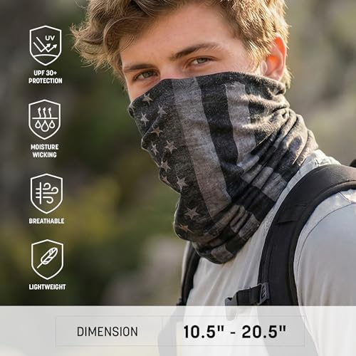 S A Soul of Adventure Single UV Face Shield | UV 30+ Multipurpose Neck Gaiter Balaclava for Adults - color: American Flag