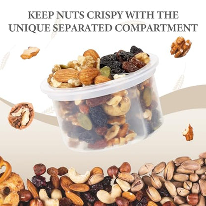 SOLIGT 2 Pack Overnight Oats Containers with Lids, Folding Spoons and Divided Compartments for Fruit & Nuts, Small Glass 16oz Mason Jars for Oatmeal Yogurt Parfait (2 Set-Oat White/Rose Pink) - color: 2 Set-Oat White/Rose Pink