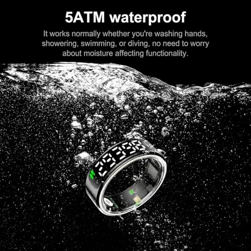 Smart Ring with Display for Men Women, Fitness Tracker Ring with Sleep Tracking, Heart Rate & Blood Oxygen Monitor, Activity Tracker Smart Ring with Step Counter (10#) - size: 10#
