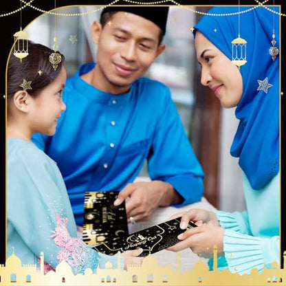 150 Pcs Eid Mubarak Money Envelopes 6.5x2.88 Inch Eid Al Adha Cash Gift Card Holders Pocket Muslim Gift Envelopes for Holiday Party Supplies Celebrations Decorations(Black Silhouette) - style: Black Silhouette
