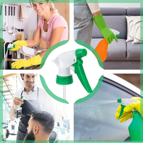 6Pcs 3 Modes Spray Bottle Nozzles Replacement Fit Standard 28/400 Neck | MADHOLLY DIY-Friendly Sprayer Tops, Mist/Stream/Off, Cuttable Tube for 8/16/32oz Bottle, for Plants, Hair, Cleaning - color: Green
