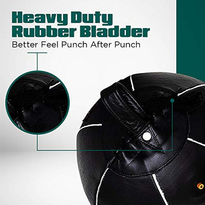Genuine Leather Double End Boxing Punching Bag - Speed Striking & Dodge Training Ball for MMA, Muay Thai, Boxing, Gym Workout - Includes Cords & Hooks for Easy Setup - size: 9 Inch
