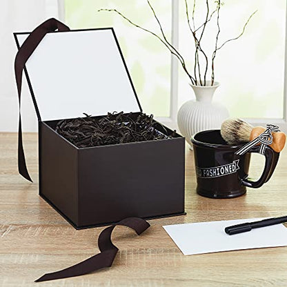 Hallmark Medium Gift Box with Lid and Shredded Paper Fill (Black 7 inch Box) for Weddings, Graduations, Birthdays, Father's Day, Groomsmen Gifts, All Occasion (Pack of 12) - color: Black, size: Pack of 12