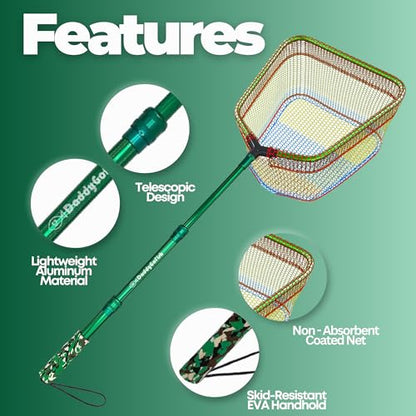 Kids Fishing Net - Extendable Telescopic Landing Net for Boy Girl Children Catching Small Fish Crab Shrimp Minnow Dragonfly Beach Pier Lake River Ocean - color: Style2 2 Pack (Green + Green)