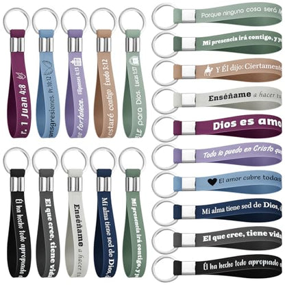Foilswirl 100 Pcs Christian Keychain Bulk Spanish Bible Verse Silicone Inspirational Keychain for Religious Church Gifts Spanish Bible Gifts to Christmas Church Employee Favors
