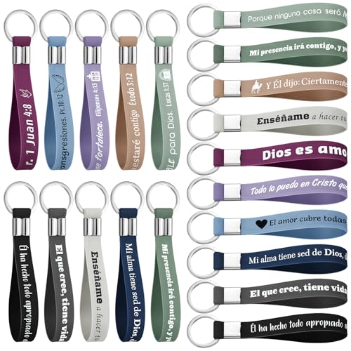 Foilswirl 100 Pcs Christian Keychain Bulk Spanish Bible Verse Silicone Inspirational Keychain for Religious Church Gifts Spanish Bible Gifts to Christmas Church Employee Favors