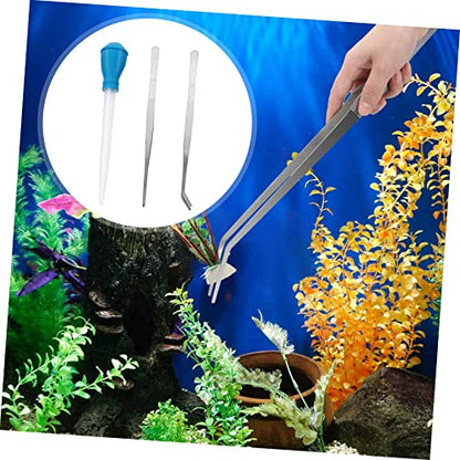 Toddmomy Fish Tank Cleaning Kit 3pcs Aquarium Tools Pipette Dropper Feeder Tweezers for Hardscape Coral and Gravel