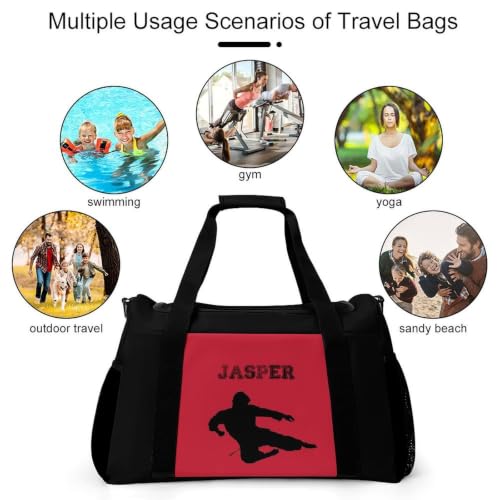 Custom Name Taekwondo Karate Duffle Bag,Personalized Martial Arts Gear Bag for kids Boy Girls,Water-Resistant Sparring Equipment - color: Taekwondo Karate-11