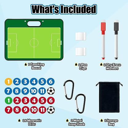 Torlam Magnetic Dry Erase Coach Board, Baseball, Soccer, Football, Basketball Coaching Clipboard - style: Soccer