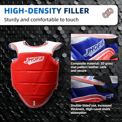 Martial Arts Chest Guard - Boxing Body Protector, Reversible Taekwondo Sparring Gear with Adjustable Straps, High-Density Foam Padding for MMA/Karate Training - size: 5