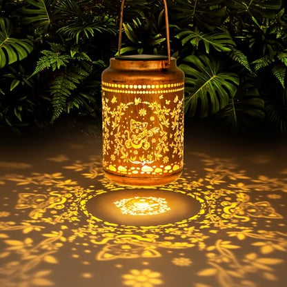 YISITEONE Cat Outdoor Solar Lanterns, Garden Waterproof Metal Hanging Decor Lights for Patio Yard Pathway Lawn Front Porch, Birthday Gardening Cat Lovers Gifts for Women Mom Grandma - style: Cat