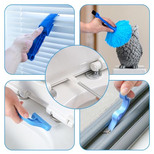 Microfiber Duster Kit 27pcs with 30 to 100 Inches Extension Pole and Wall Cleaner Mop, Washable and Bendable Feather Duster for Cleaning Ceiling Fans, High Ceilings, Cobwebs, Blinds, Grey - size: 27pcs