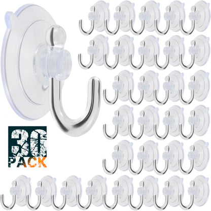 Suction Cup Hooks 30Pack Reusable Clear Hooks | 1.78 Inches Clear PVC Medium Suction Cup No Trace, & Removable, for Glass, Tile, Window, Kitchen, Bathroom - size: Glue hook-30Pack