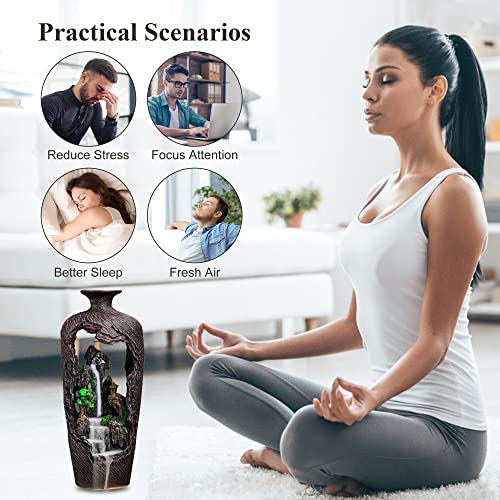 DOBEHOME Mountain Waterfall Incense Burner Backflow Incense Burner Incense Smoke Waterfall with 100 Backflow Incense Cones，Tweezer，Mat (Vase Shape)
