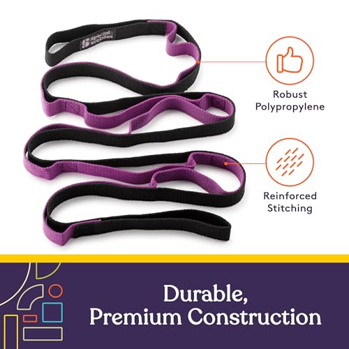 SPECIAL SUPPLIES Yoga Strap for Stretching, Stability Training, Fitness, Flexibility, Physical Therapy, Home Workout Equipment, Strength Training, and Pilates (Purple)