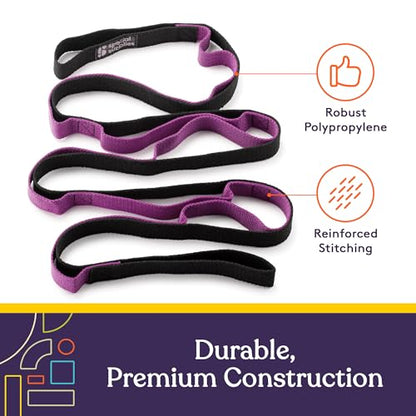 SPECIAL SUPPLIES Yoga Strap for Stretching, Stability Training, Fitness, Flexibility, Physical Therapy, Home Workout Equipment, Strength Training, and Pilates (Purple)