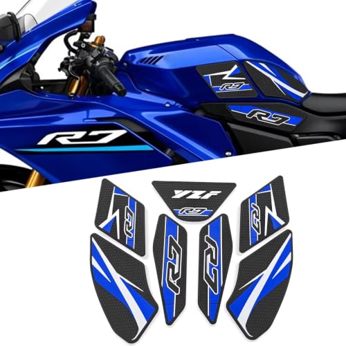 for YZF-R7 yzfr7 2026 New Accessories Fuel Tank Anti-Slip Stickers Side Guards Knee Anti-Slip mats Protective Stickers 7-piece Set Rubber Fuel Tank Stickers Tank Pads Tank pad Gas (2026 Blue) - color: 2026 Blue