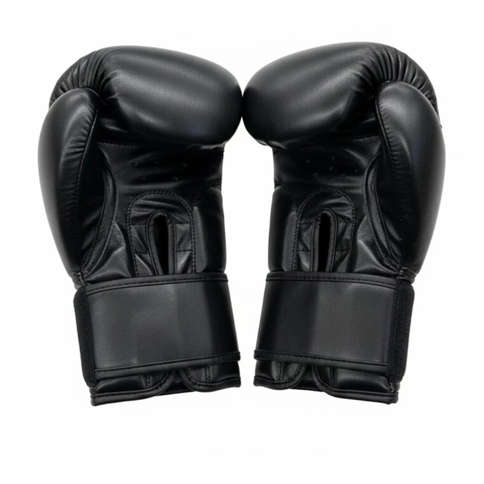 Boxing Gloves for Men, MMA Sparring Gloves, PU Leather, for Muay Thai, Kickboxing - color: Black