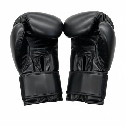 Boxing Gloves for Men, MMA Sparring Gloves, PU Leather, for Muay Thai, Kickboxing - color: Black