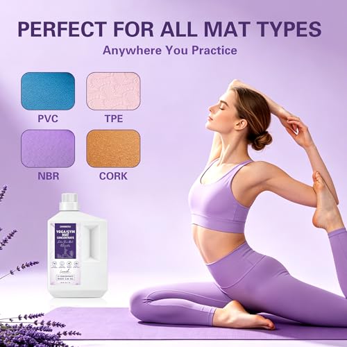 Fitness Mat Cleaner Concentrate Makes 6.86 Gal(1:25)-Yoga Mat Cleaner Spray,Powered By Essential Oil,Removes Sweat & Odor,No Sticky Residue,Plant Based,Safe for All Mats(33.8oz, Lavender) - size: 33.8 Fl Oz (Pack of 1)
