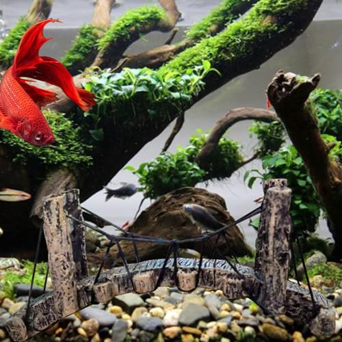 Aquarium Bridge - Arch Drawbridge Decoration, Fish Tank Suspension Ornament | Resin Garden Rope Bridge Ornament, Landscaping Decor for Aquariums Display Habitat Enhancement Accessories