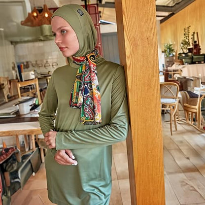 Hijab for Hair Buns - Ready-to-Wear Breathable Headscarf for Running, Fitness - Headscarf for Active Muslim Women - color: Pastel Green