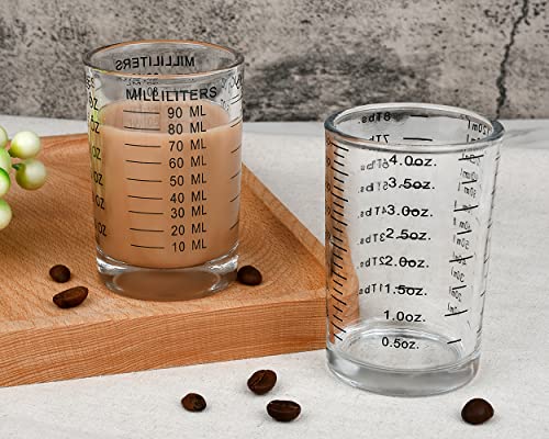 Measuring Cup 2 Pieces Shot Glass Measuring Cup with 4 Kinds of Measuring Scale for Small Amount Liquid (Black, 120ml) - color: Black, size: 120ml