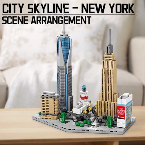 Architecture New York City，New York SkylineEmpire State Architecture Building Micro Mini Blocks Building Blocks Model Great Gifts for Kids and Adults - style: New York Skyline