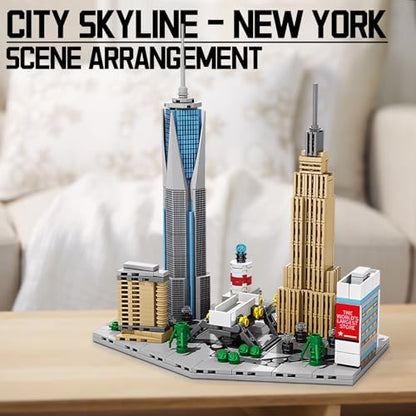 Architecture New York City，New York SkylineEmpire State Architecture Building Micro Mini Blocks Building Blocks Model Great Gifts for Kids and Adults - style: New York Skyline