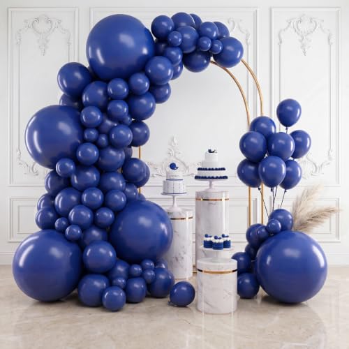 RUBFAC 154pcs Navy Blue Balloons Different Sizes 18 12 10 5 Inch for Garland Arch for Graduation Birthday Gender Reveal Baby Shower Party Decoration - color: Navy Blue