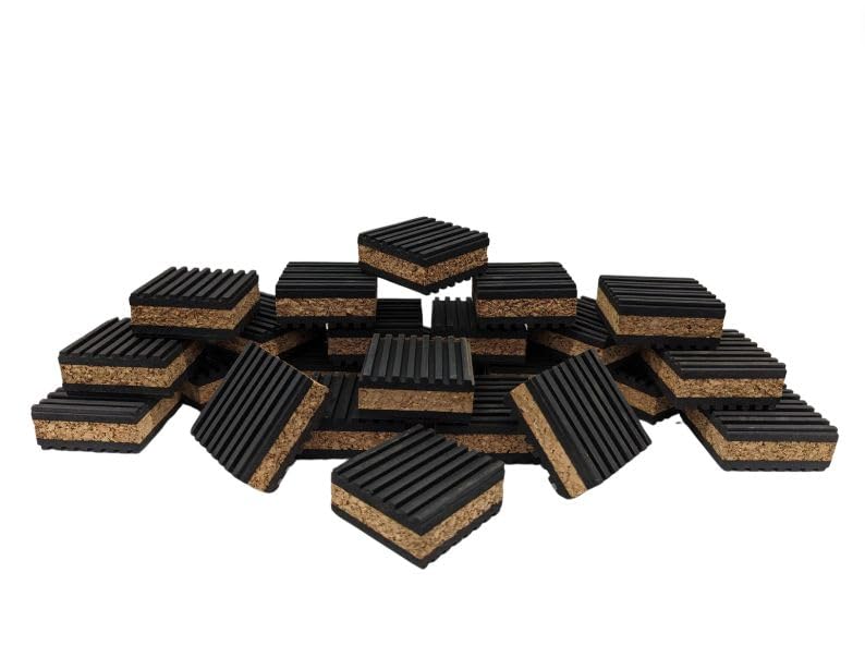 2"x2" PROFESSIONAL GRADE Cork and Ribbed Neoprene Vibration Pad 1 Pack - size: 2x2