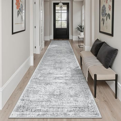 Soalmost Hallway Runner Rug 2'6"x10' Non-Slip Runners for Kitchen Grey - color: Grey, size: 2'6" x 10' (Runner)