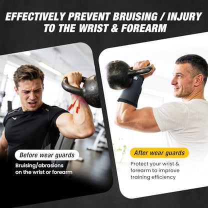 Sylong Kettlebell Wrist & Forearm Guards, 5/16 inch (8mm) Maximum Protection Layer, Effective Shock Absorption Without Restricting Movement (2-pack) - size: M