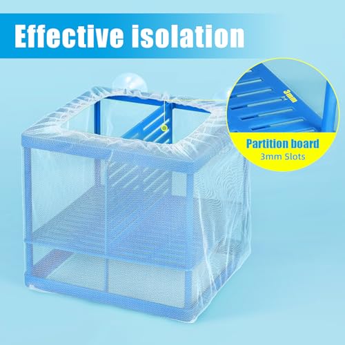 AQUANEAT Fish Tank Breeder Large Mesh Net Fry Saver Aquarium Spawn Hatchery Isolation with Suction Cups Hatchery Incubator for Shrimp Betta - size: Large