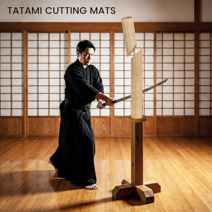 Tatami Mat for Sword Cutting, 10-Pack Authentic Igusa Tatami, 34x71 Inch Unrolled & Hand-Roll Modifiable for Tameshigiri, Iaido, Kenjutsu Training