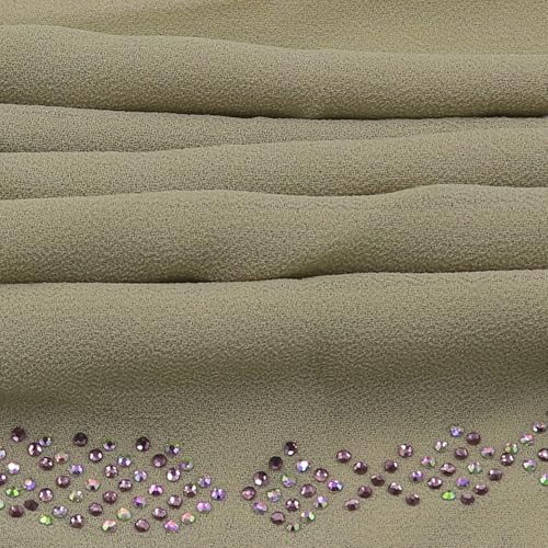 RARITYUS Sparkly Rhinestone Hijab Scarf for Women Silky Chiffon Instant Muslim Islamic Hijab Head Wrap Long Shawls - color: Khaki