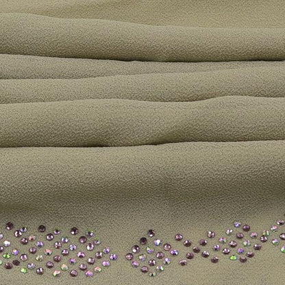 RARITYUS Sparkly Rhinestone Hijab Scarf for Women Silky Chiffon Instant Muslim Islamic Hijab Head Wrap Long Shawls - color: Khaki